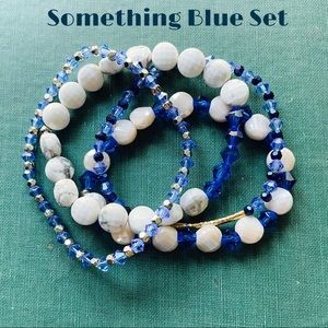 Something Blue bracelet stack.